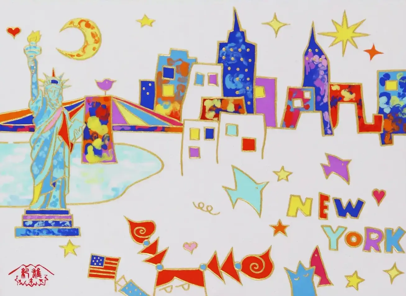 ニューヨークと群像図