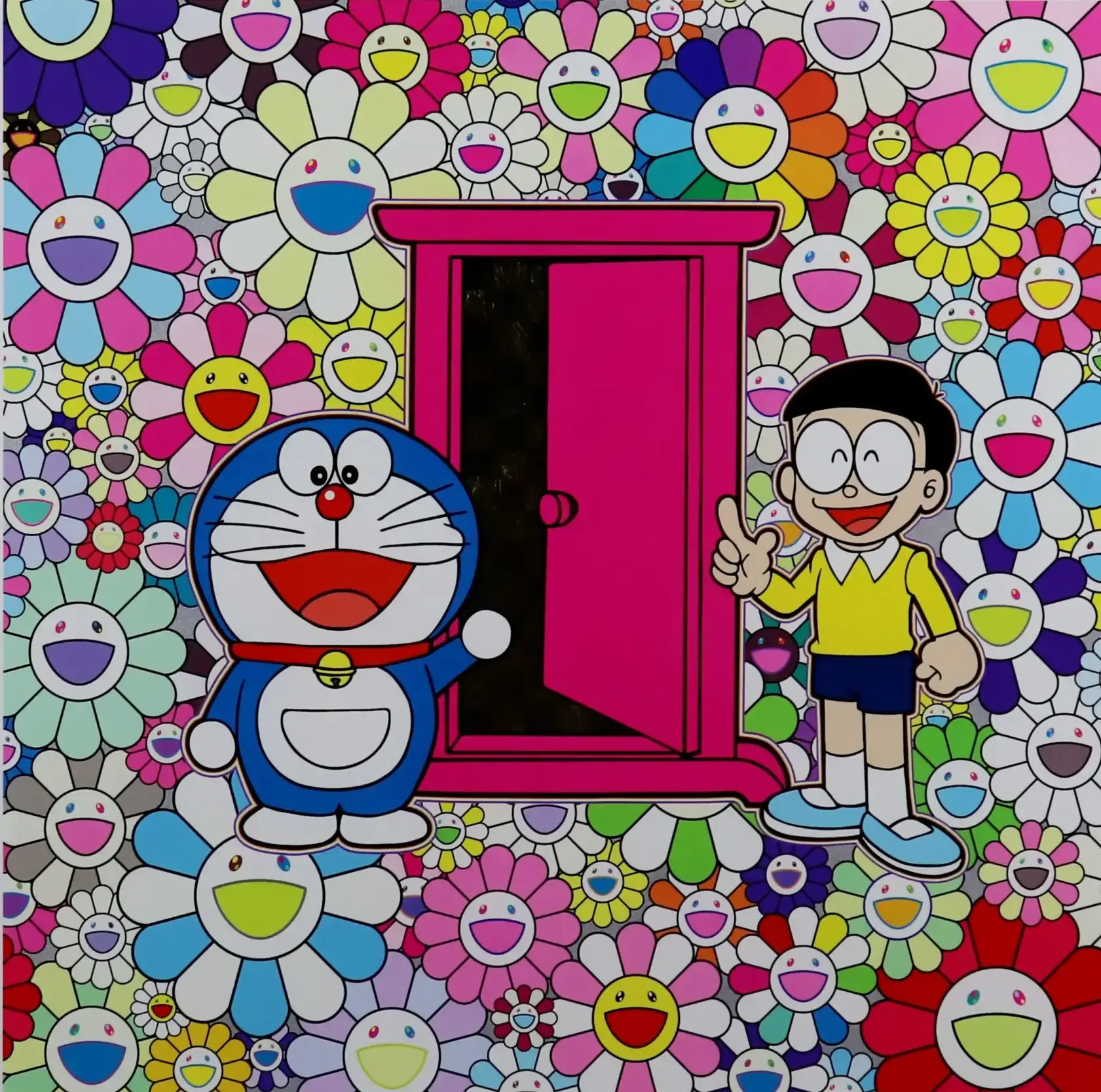 お花畑の中の「どこでもドア」