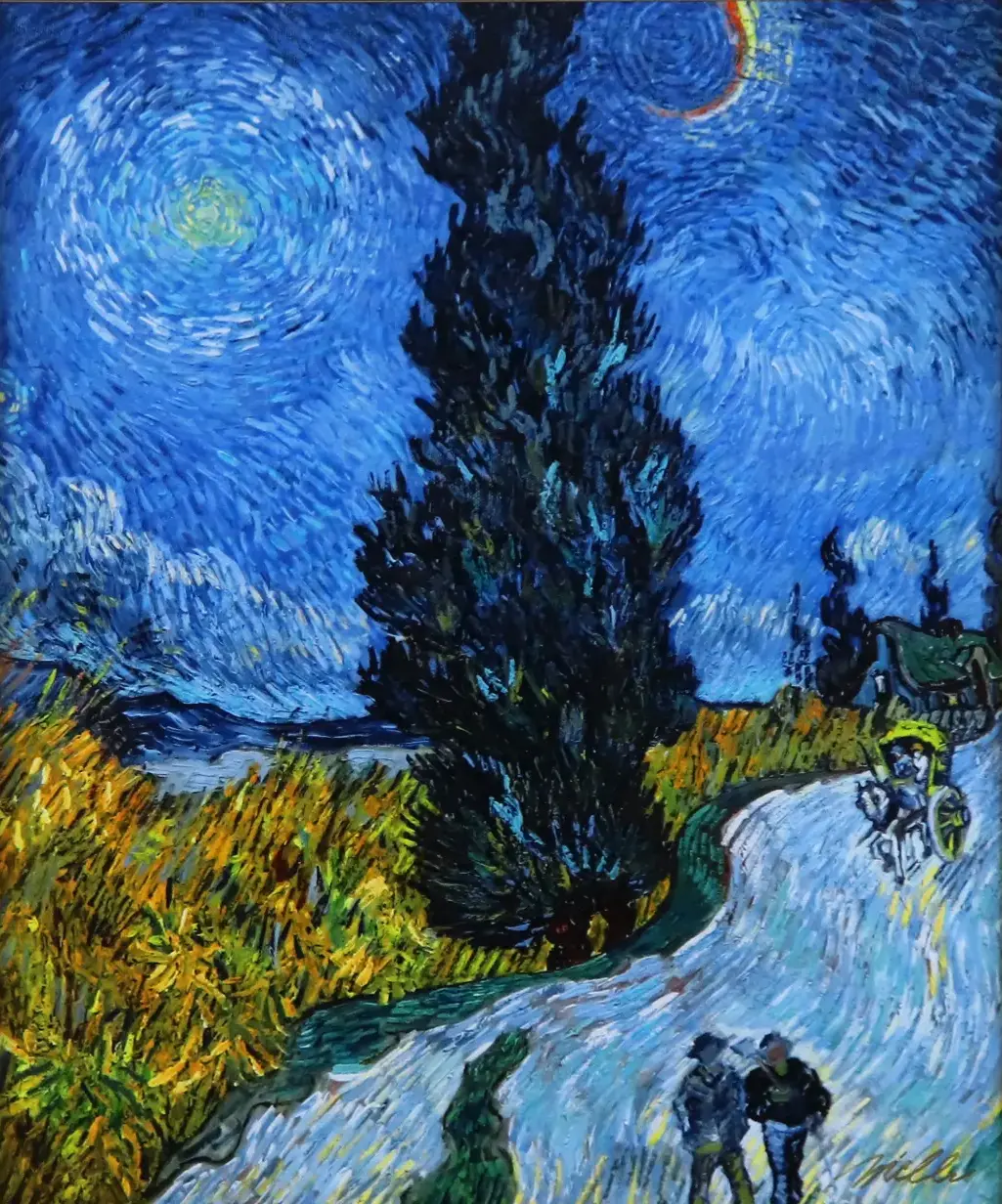 糸杉と星の見える道