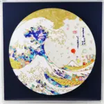 波と富士と群像図