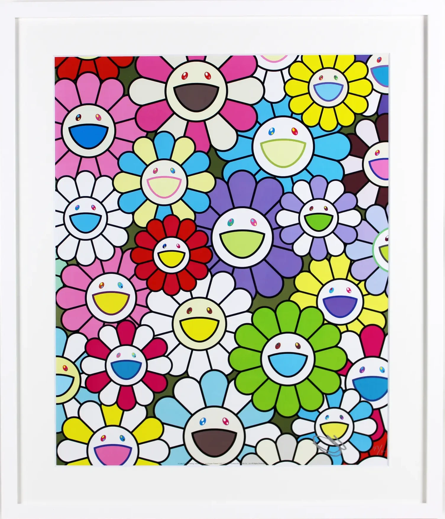 小さなお花の絵：黄色や白や紫のお花たち